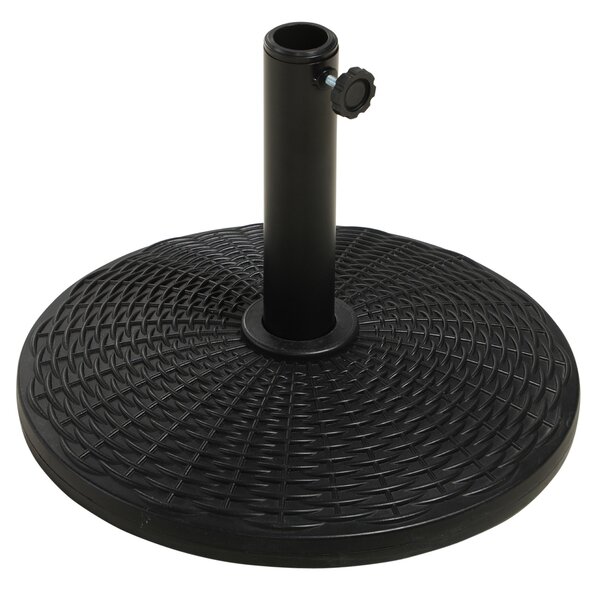 Base per Ombrellone Rotonda da 12,5kg Ø44,5 cm per Pali da Ø3,8 e Ø4,8 cm in HDPE Cemento e Acciaio Nero
