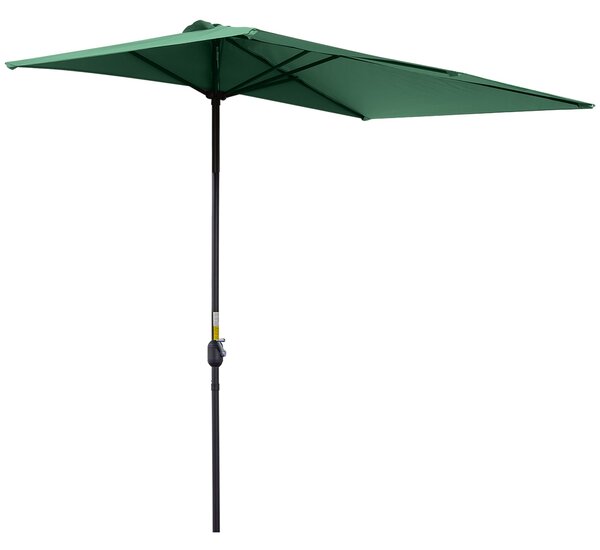 Ombrellone da Parete Mezzaluna Salvaspazio 230x130x245 cm Apertura a Manovella Verde