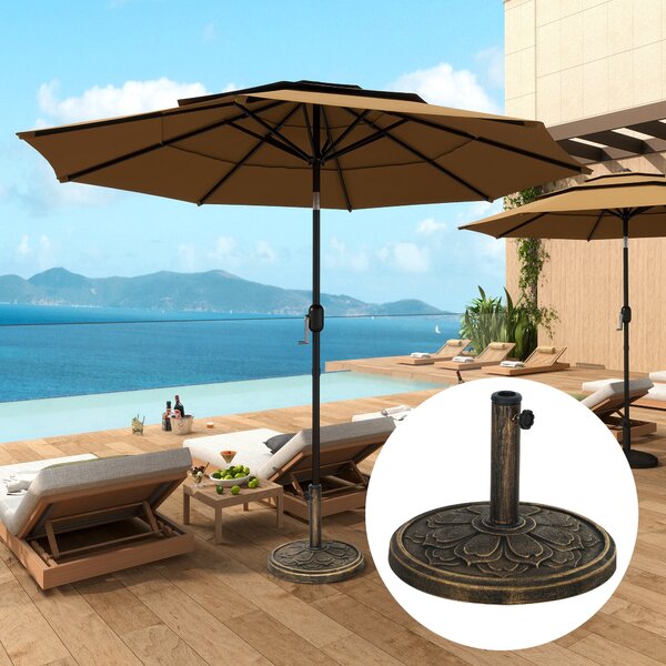 Base per Ombrellone Ø46x33 cm da 12 kg in Resina Metallo e Cemento Bronzo