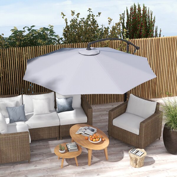 Telo per Ombrellone da Ø295 cm 8 Stecche Palo Centrale o Laterale Resistente all'Acqua Grigio