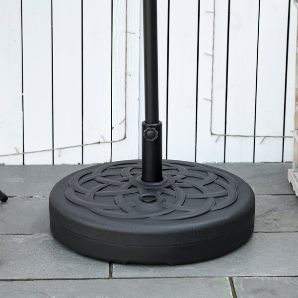 Base per Ombrellone Rotonda Ø56 cm per Pali da Ø3,8 e Ø4,8 mm Riempibile con Acqua e Sabbia in Plastica Nero