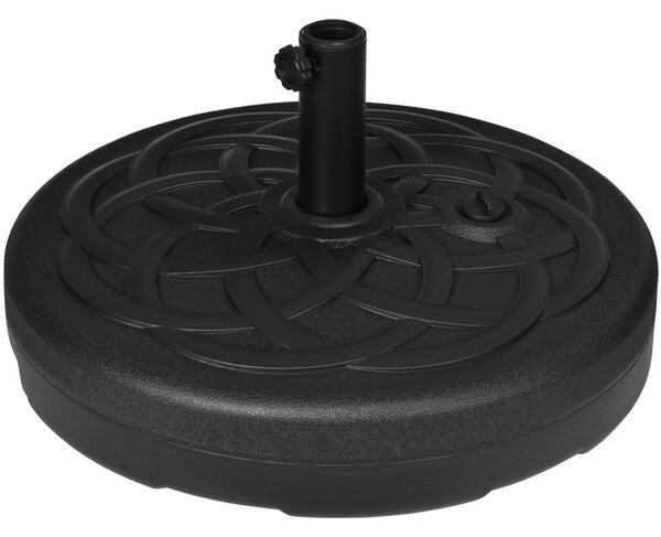 Base per Ombrellone Rotonda Ø56 cm per Pali da Ø3,8 e Ø4,8 mm Riempibile con Acqua e Sabbia in Plastica Nero