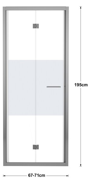 Porta doccia pieghevole Record 71 cm, H 195 cm in vetro temprato, spessore 6 mm serigrafato silver