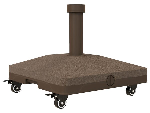 Base per Ombrellone Riempibile 45x45x39 cm fino a 20 kg per Pali da Ø2,2-3,8 cm con Ruote Marrone