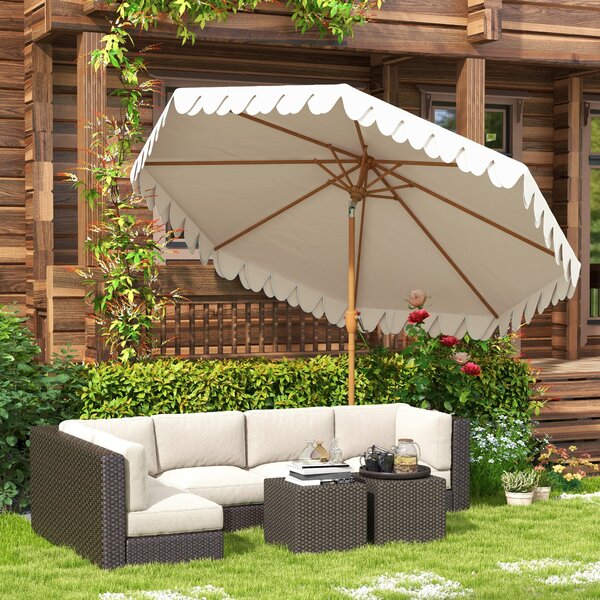 Ombrellone da Giardino Ø264x240 cm Inclinabile con Prese d'Aria Crema
