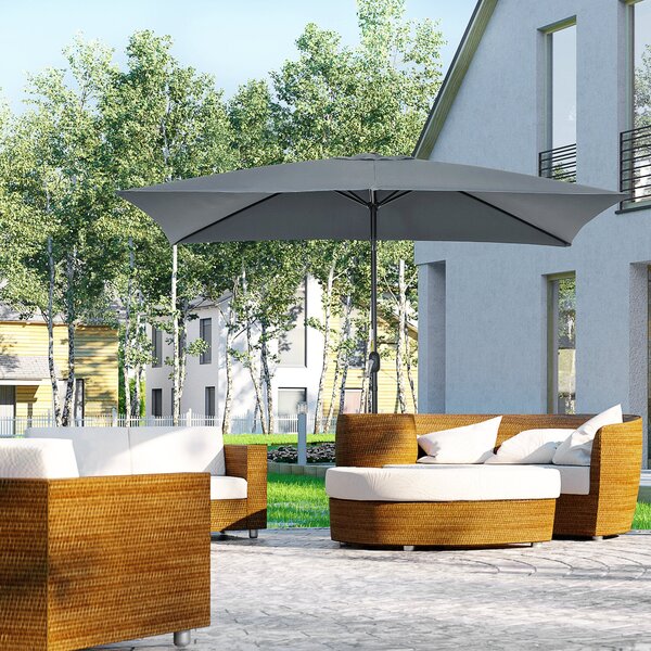 Ombrellone Rettangolare 2x3 m Pieghevole e Regolabile in Alluminio e Poliestere Grigio Scuro