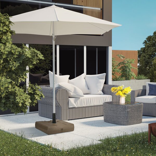 Base per Ombrellone 49x49x36,5 cm Riempibile con Maniglia in HDPE e Acciaio Marrone
