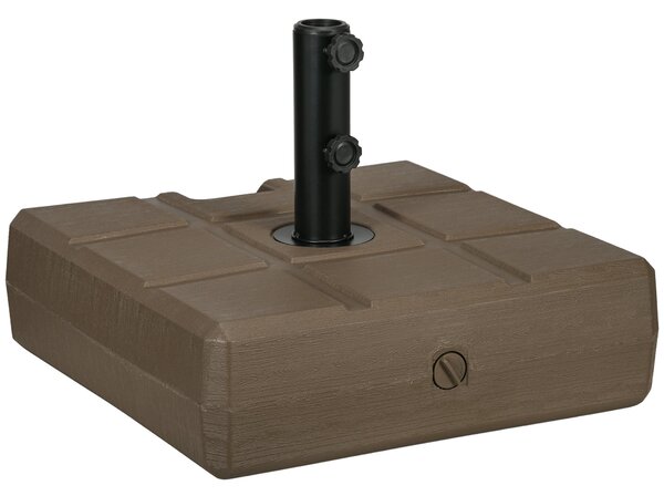 Base per Ombrellone 49x49x36,5 cm Riempibile con Maniglia in HDPE e Acciaio Marrone