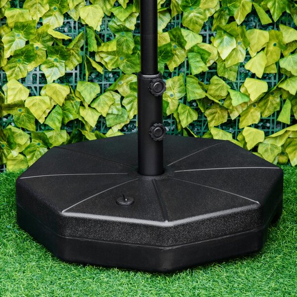 Base per Ombrellone Ø60 cm Riempibile con Acqua e Sabbia 28-40 kg per Pali da Ø3,8 e Ø4,8 cm in Plastica Nero