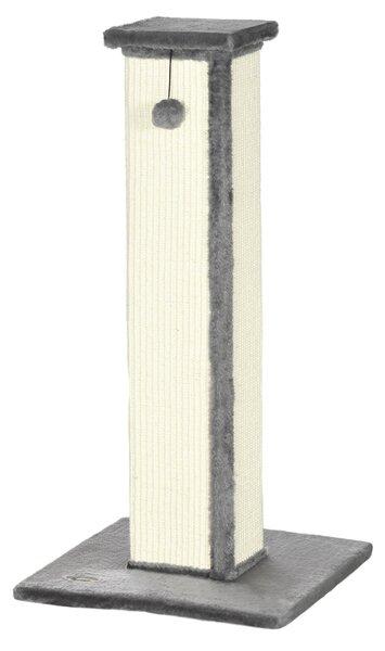 Tiragraffi per Gatti 41x41x81 cm Palo in Sisal e Pallina da Gioco Grigio