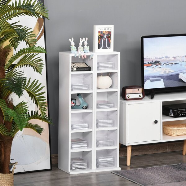 Set 2 Librerie Scaffale porta CD e DVD 21x22,5x88,5 cm a 12 Ripiani Totali per 204 CD