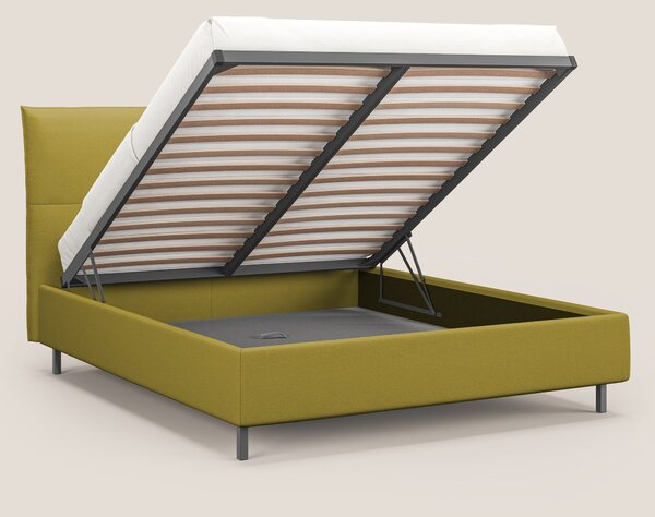 Izumi letto imbottito contenitore con piedi alti in tessuto smacchiabi