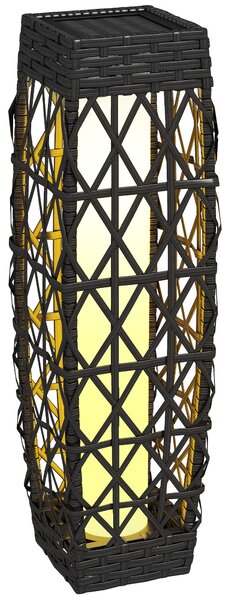 Lampada Solare da Giardino 20x20x68 cm con Illuminazione LED in Acciaio e Rattan PE Grigio