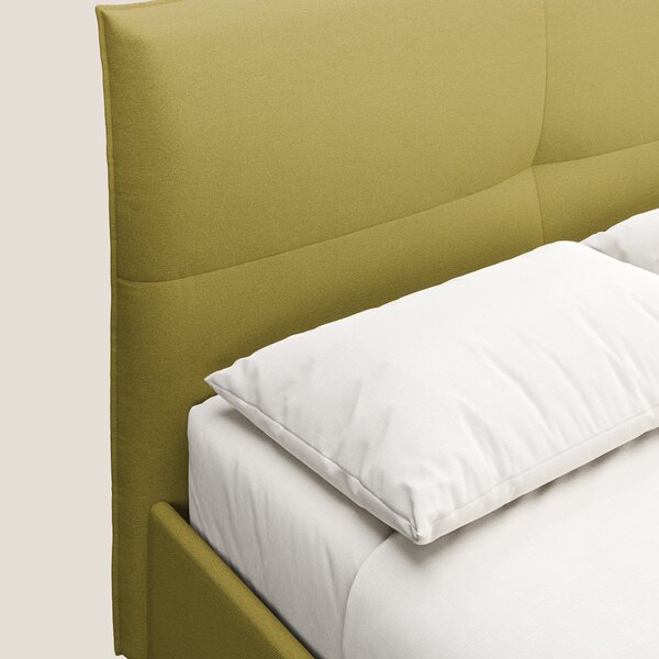 Izumi letto imbottito contenitore con piedi alti in tessuto smacchiabi
