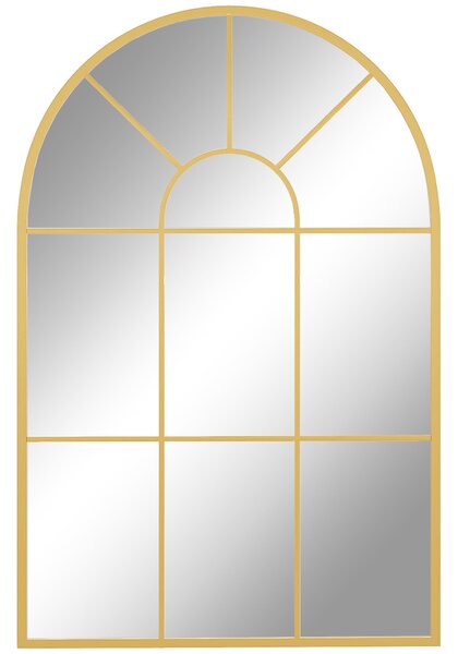Specchio da Parete ad Arco 91x2x60 cm Stile Moderno in Vetro e Metallo Oro