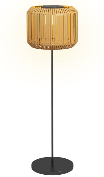 Lampada Solare da Giardino Ø34x130 cm con Illuminazione LED in Acciaio e Rattan PE Giallo
