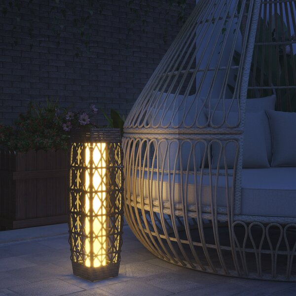 Lampada Solare da Giardino 20x20x68 cm con Illuminazione LED in Acciaio e Rattan PE Grigio