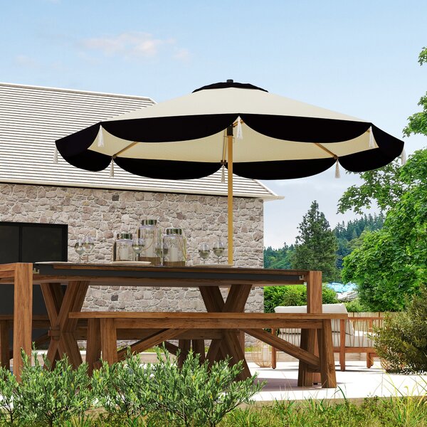 Ombrellone da Giardino Ø266x234 cm con Copertura UV50+ e Struttura a 8 Stecche Beige