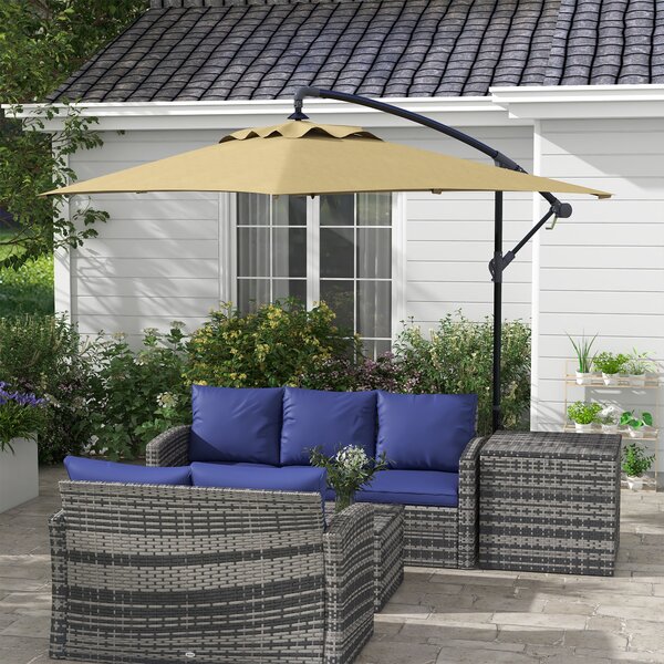 Ombrellone da Giardino Decentrato 294x193 cm con Base a Croce Marrone