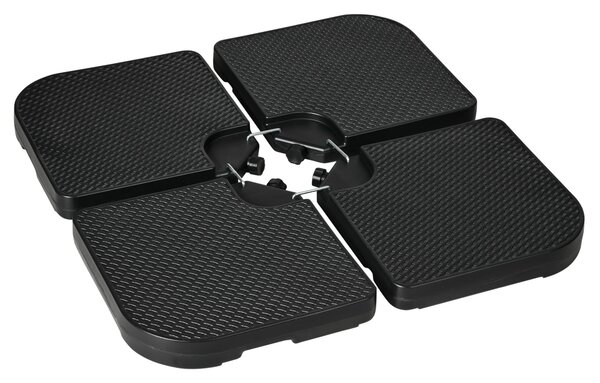 Base per Ombrellone 99,7x99,7x8,3 cm set 4 Pezzi Impilabili in HDPE Nero