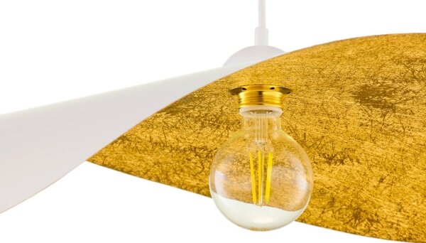 Lampadario sospeso su cavo LEAF 1xE27/15W/230V bianco/oro