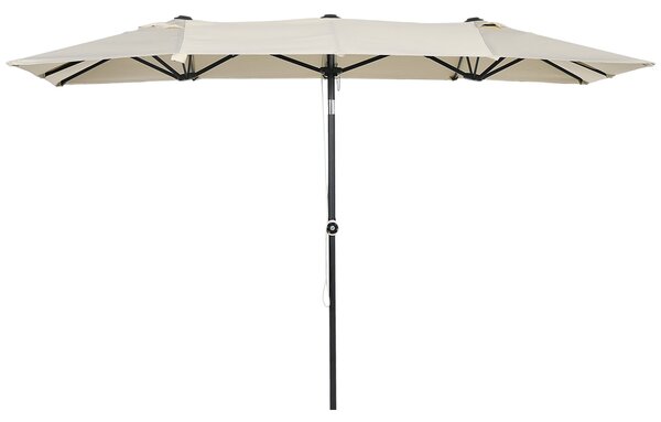 Ombrellone Doppio 150x295x170-214 cm Inclinabile e Regolabile in Poliestere e Metallo Crema