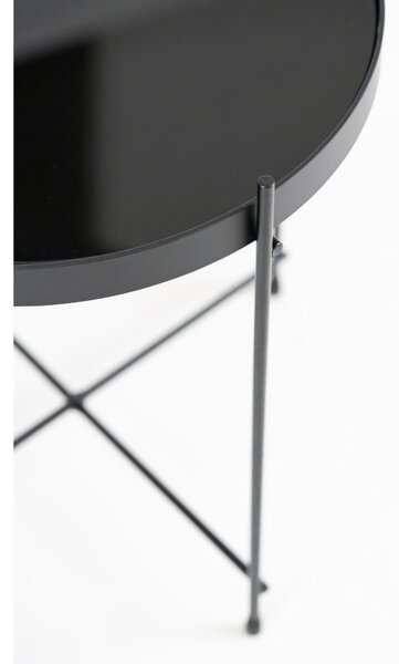 Tavolino Marissa Design twist 70x70xH40 cm, Top Nero, Base Nero, Top Vetro temperato, Base Metallo