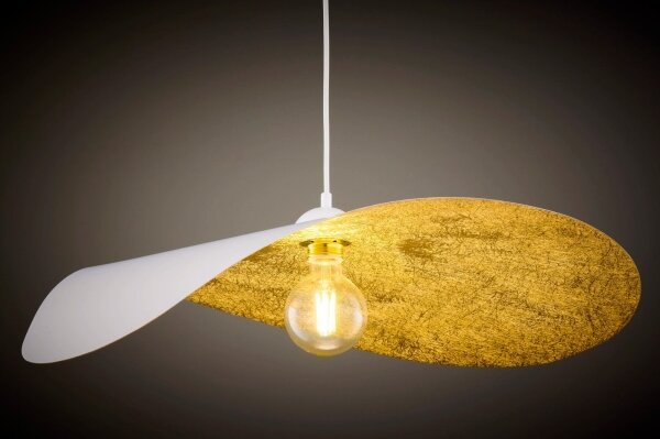 Lampadario sospeso su cavo LEAF 1xE27/15W/230V bianco/oro