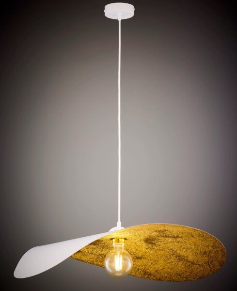 Lampadario sospeso su cavo LEAF 1xE27/15W/230V bianco/oro