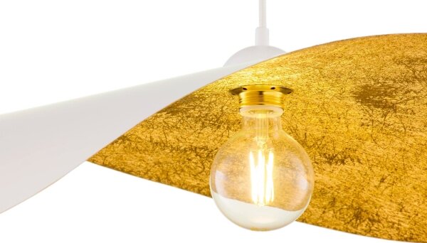 Lampadario sospeso su cavo LEAF 1xE27/15W/230V bianco/oro