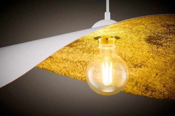 Lampadario sospeso su cavo LEAF 1xE27/15W/230V bianco/oro