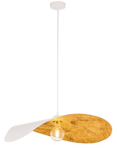 Lampadario sospeso su cavo LEAF 1xE27/15W/230V bianco/oro