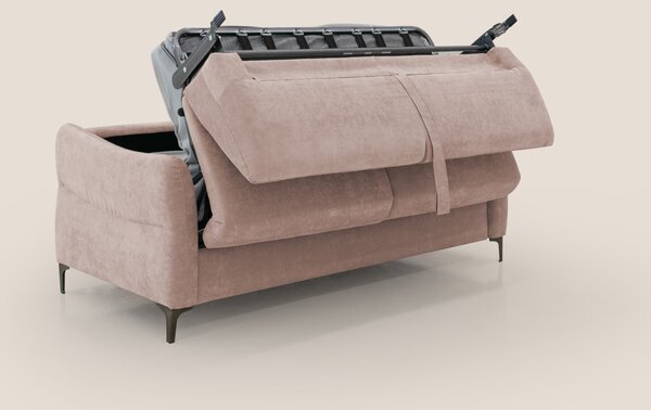 Dalia divano letto con materasso H18 cm e piedi alti in raffinato tess