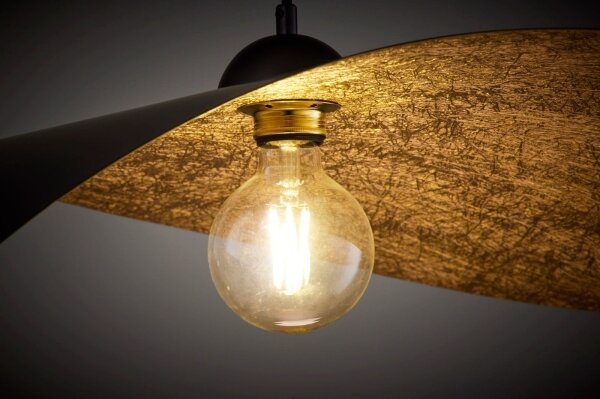 Lampada a sospensione su cavo LEAF 1xE27/15W/230V nero/oro