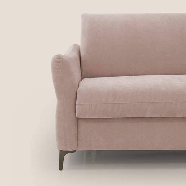 Dalia divano letto con materasso H18 cm e piedi alti in raffinato tess