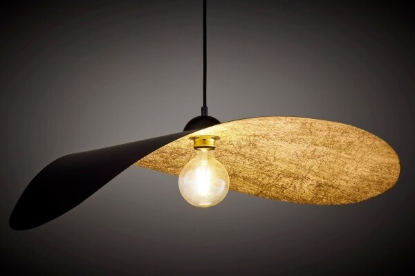 Lampada a sospensione su cavo LEAF 1xE27/15W/230V nero/oro