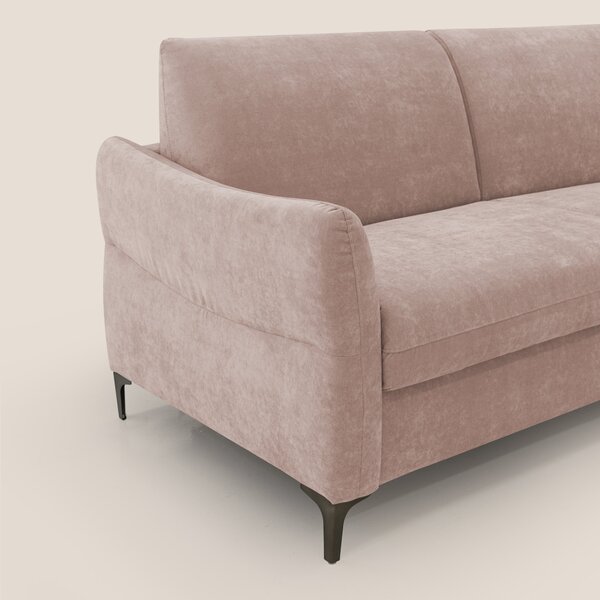 Dalia divano letto con materasso H18 cm e piedi alti in raffinato tess