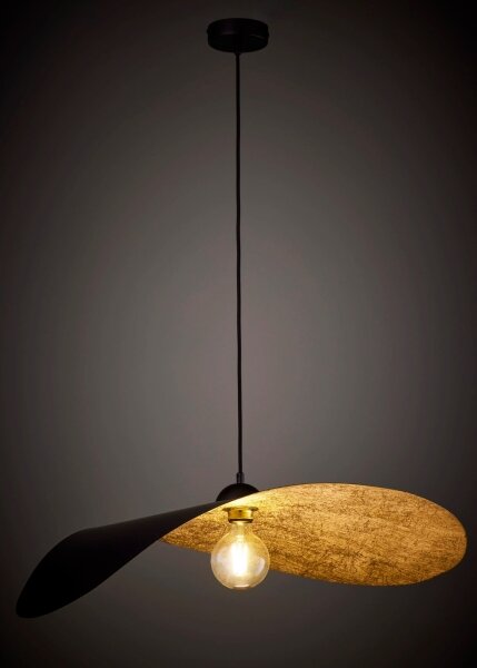 Lampada a sospensione su cavo LEAF 1xE27/15W/230V nero/oro