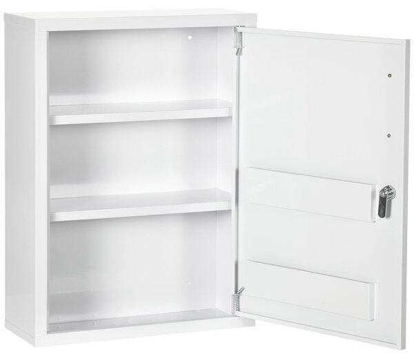 Armadietto Medicinali a Parete 40x15x53,5 cm con 2 Chiavi in Acciaio Bianco