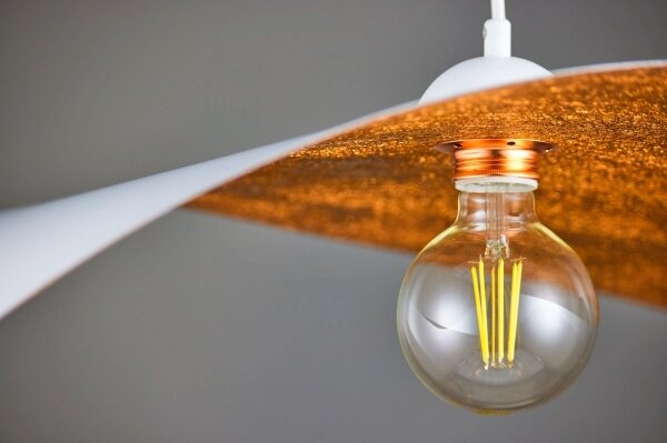 Lampadario a cavo LEAF 1xE27/15W/230V bianco/rame