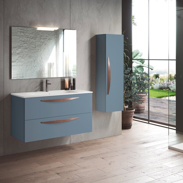 Mobile da bagno sotto lavabo con top L 100 x in agglomerato Blu atollo