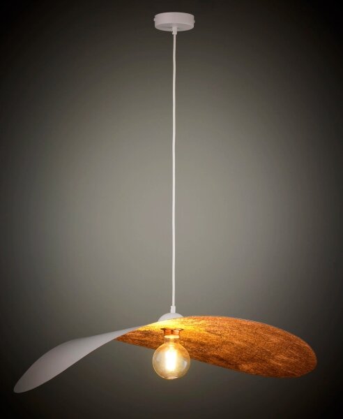 Lampadario a cavo LEAF 1xE27/15W/230V bianco/rame
