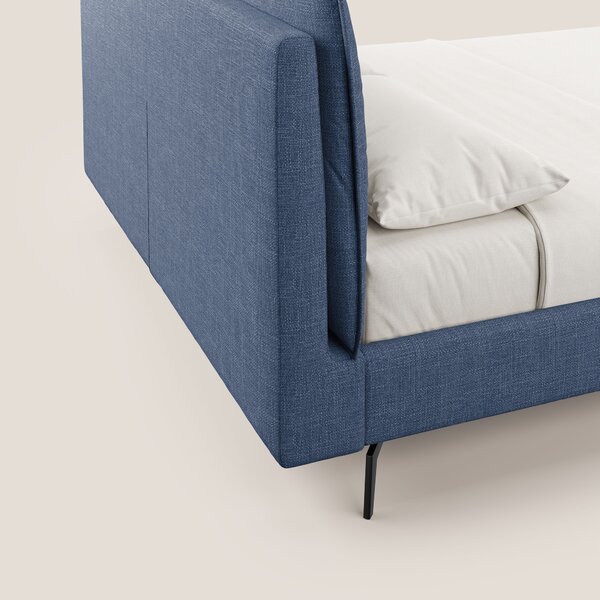 Cloe letto imbottito con piedi in metallo sfoderabile in tessuto fiamm