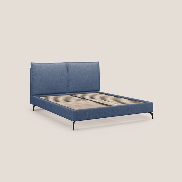 Cloe letto imbottito con piedi in metallo sfoderabile in tessuto fiamm