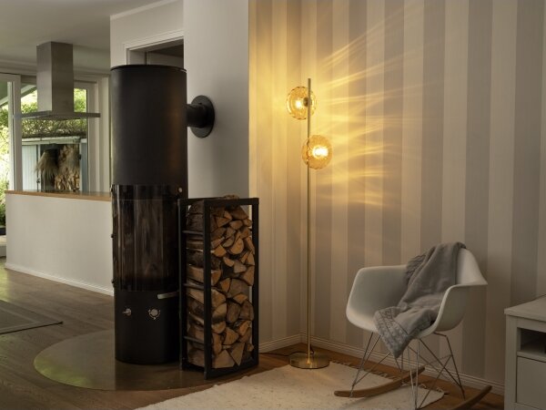 Osram - Lampada da terra GOLD GLASS 2xE14/12W/230V dorata/beige fumé