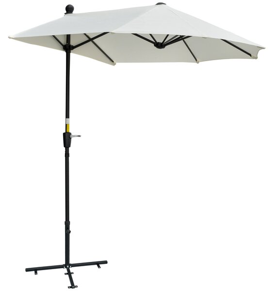 Ombrellone Semicircolare 200x190x240 cm Tettuccio Anti UV Crema