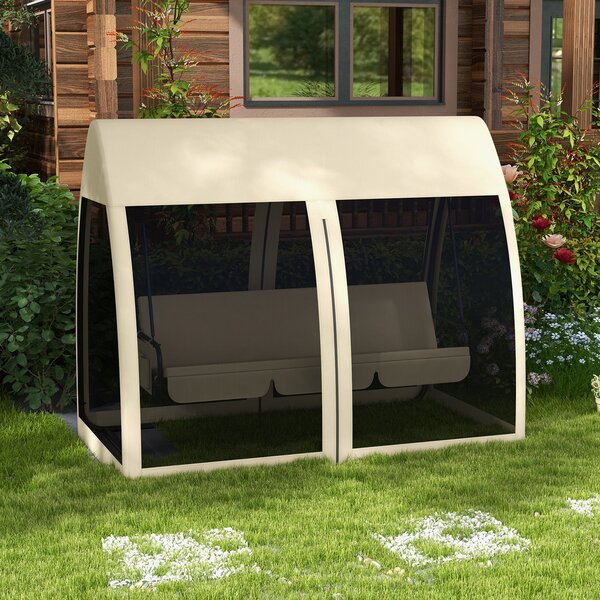 Dondolo da Giardino 2 in 1 Convertibile in Letto 240x140x197 cm con Zanzariera Caffè