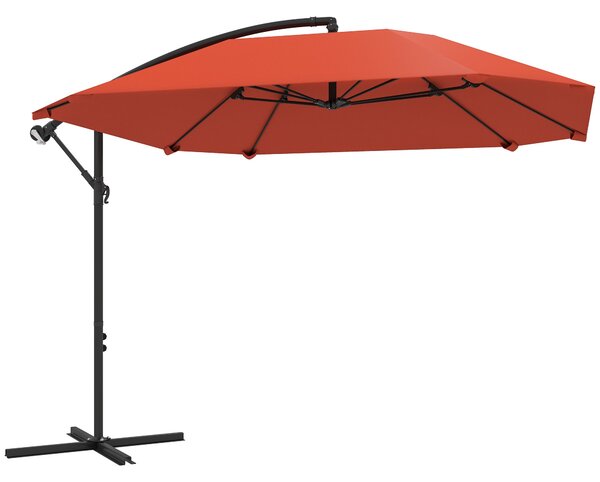 Ombrellone a Sbalzo 260x304x245 cm Base a Croce in Metallo e Poliestere Rosso Ruggine