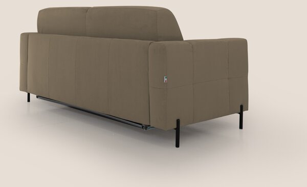 Ortensia divano letto materasso H18 cm con piedi alti in elegante micr