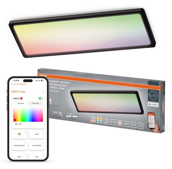 Osram -LED RGBW dimmerabile Plafoniera da bagno SMART+ PLANON LED/30W/230V Wi-Fi IP54 nero